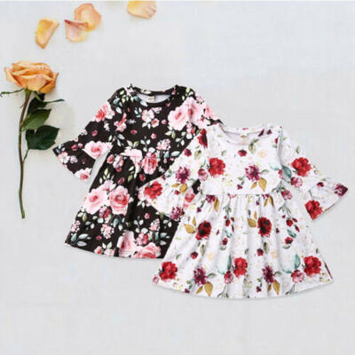 

Toddler Kids Baby Girls Clothes Floral Dress Rose Skirts Autumn Outfits 1-5Years