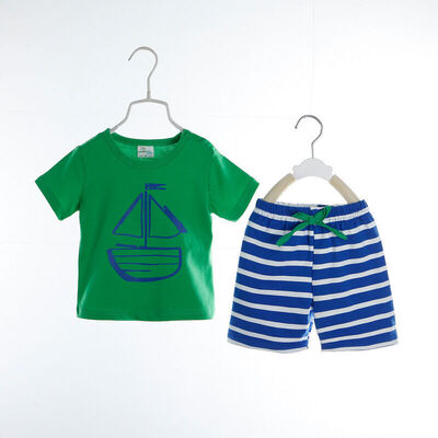

Summer Toddler Kids Baby Boys Outfits Tops T-shirt Stripe Shorts Clothes Set