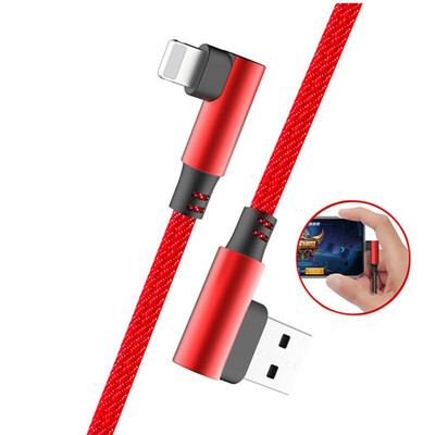 

90 Degree Data Cable  Shape Double Elbow Game Fast Charging Cable Fabric Nylon Braid Cable for iPhone Type C Android