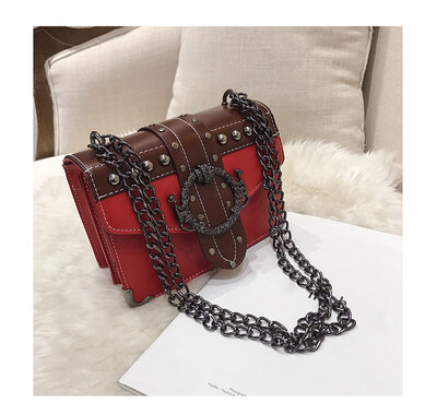 

Tailored Woman Trendy Metal Rivet Shoulder Bags Small Chain Square Leisure Crossbody Bags