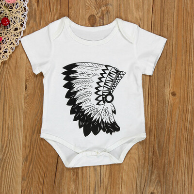 

Newborn Baby Boys Girls Short Sleeve Print Romper Jumpsuit Clothes Outfits