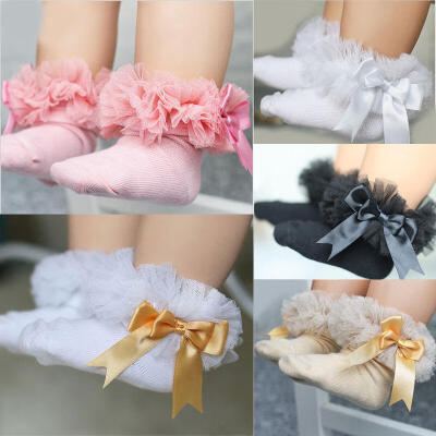 

Hot Newborn Baby Girls Kids Princess Bowknot Sock Lace Ruffle Frilly Ankle Socks