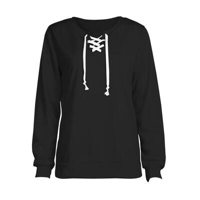 

Womens Cross Lace Up Sweatshirt Hoodies Hoody Sweater Jumper Pullover