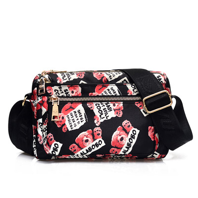 

Canvas bag womens bag oblique satchel nylon Oxford cloth bag multi-layer mini portable middle-aged mother bag
