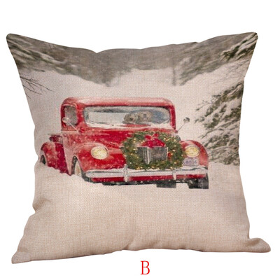

Tailored Happy Christmas Pillow Cases Linen Sofa Cushion Cover Home Decor Pillow Case