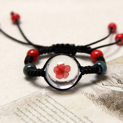 

Dried Flower Bracelet For Womens Jewelry Cherry blossom Life time gem Hand-knitted national Accessories