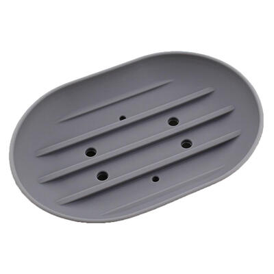 

Oval Shaped Non-Slip Silicone Drain Soap Holder Bathroom Soap Storage Box