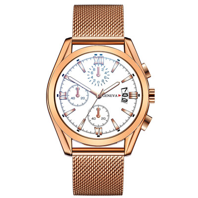 

Gobestart Three-eye Large Dial Watch Mens Business Fashion Quartz Leather Belt Watch
