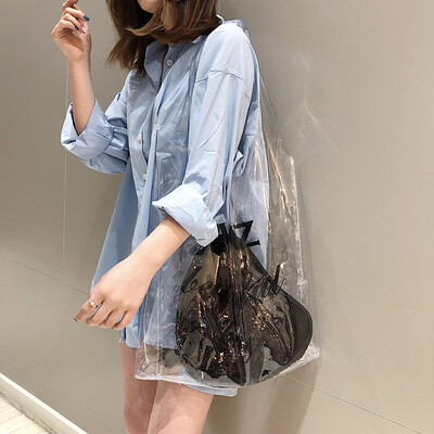 

Tailored Womens Fashion Jelly Transparent Bag Square Package Sequin Chain Messenger Bag