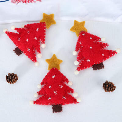 

3PcsSet Cute Christmas Tree Pendant Ornaments Handmade Christmas Tree Fabric Decoration Christmas Decoration