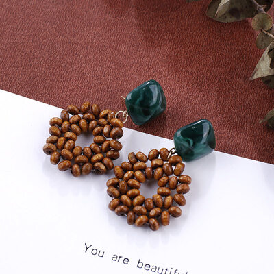 

Flashbuy Handmade Wooden Geometric Drop Earrings For Women Round Earrings Exaggeration Simple Trend Fashion Jewelry Earrings