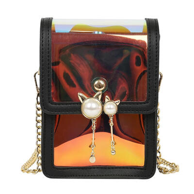 

2pcsset Pearl Decor PVC Shoulder Handbags Women Chain Crossbody Bag Clutch