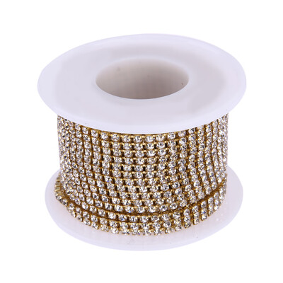 

10YardsRoll Clear Crystal Silver Gold Base Ornaments Rhinestone Chains