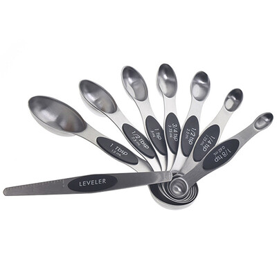 

Stainless Steel Magnetic Measuring Spoons Set of 8 with Double Ends Tools