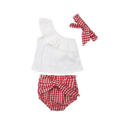 

3Pcs Newborn Baby Kid Girl Summer Off Shoulder Tops Shorts Briefs Outfit Clothes