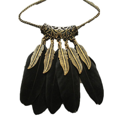 

Bronze necklace Vintage Modern Dangle Square New Bronze Leaf Feather Practical Creative Feather Leaf Necklace