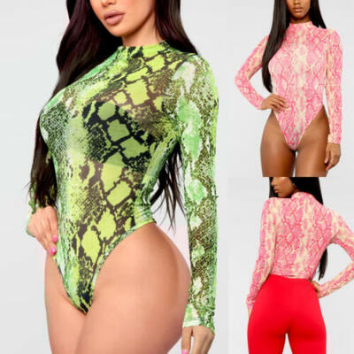 

Women Turtleneck Long Sleeve Jumpsuit Lady Stretch Bodysuit Leotard Tops Blouse