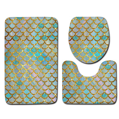 

JPGIF 3pcs Non-Slip Fish Scale Bath Mat Bathroom Kitchen Carpet Doormats Decor
