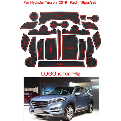 

19pcsset Car Non-Slip Door Groove Mats Cup Holder Pad Inner Decor Replacement For Hyundai Tucson 2019