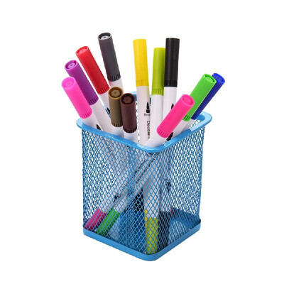

Mesh Pen Pencil Holder Metal Pen Organizer Storage Stationery Container Square Padded Base for Desk School Office