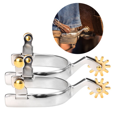 

Western Horse Spurs Stainless Steel with Copper Rowel Anti-rust Horse Racing Equipment