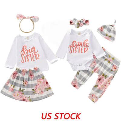 

Sister Matching Outfit Baby Girl LittleBig Sister Romper Dress Pants Clothes US