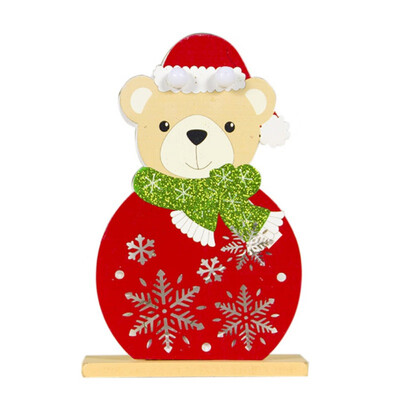 

Santa Fawn Snowman Bear Pattern Wood Cutout Frame Home Christmas Table Decorations LED Light Up Christmas Party Ornaments