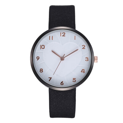 

High Quality Women Watches Embossed Love Dial Ladies Analog Quartz Wristwatch Design Casual Leather Strap Clock Reloj Mujer