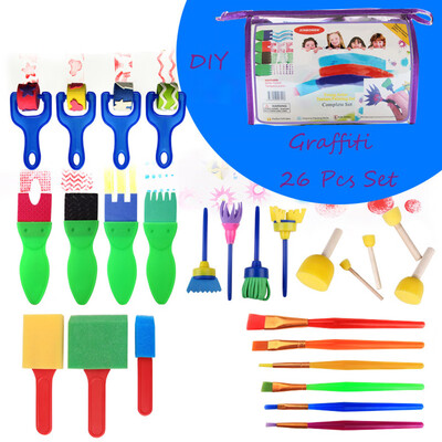 

YIWULA26 PCS Creative Set Kids Early Learning Sponge Painting DIY Graffit Brushes Set