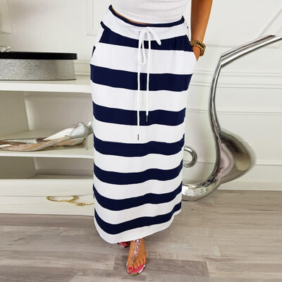 

Roseonmyhand Womens Fashion Stripe Hight Waist Maxi Long Skirt