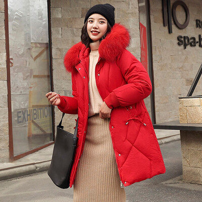 

Roseonmyhand Fashion Outerwear Long Sleeve Hooded Jackets Cotton-padded Pockets Bandage Coats