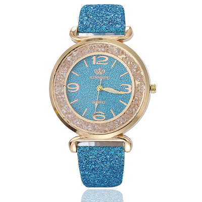 

Matte textured belt digital watch ladies sand filled with diamonds