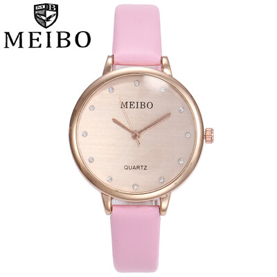 

MEIBO Brand Leather Strap Unique Thin Strap Watches Casual Women Men Quartz Wristwatches Clock Relogio Feminino Hot Sale 533