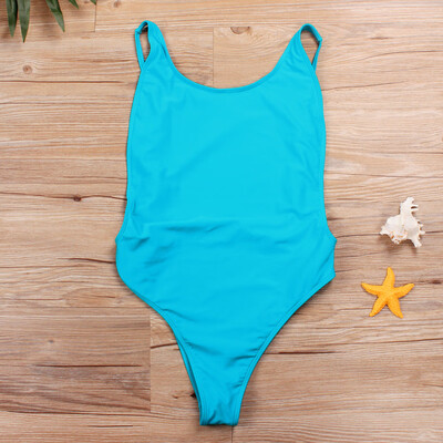 

Women One Piece Swimsuit Cut Out Open Back Solid Padded Swimwear Monokini Bathing Suit Beachwear
