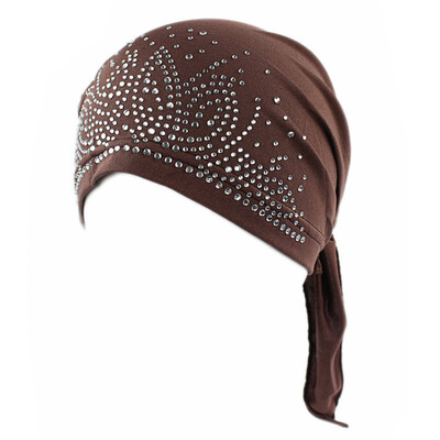 

Fashion Women Rhinestone Muslim Turban Hat Chemo Cap Hair Loss Hijab Cap Cover