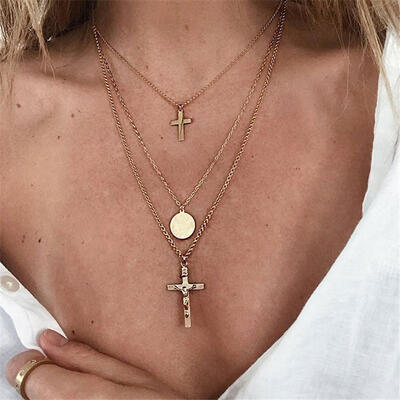 

Vintage Multi Layered Women Coin Necklace Choker Silver Gold Jesus Moon Rose Flower Pendant Necklace Long Chain Collier Jewelry