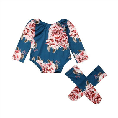 

Baby Newborn Girl Flower Romper Bodysuit Jumpsuit Leg Warmer Outfits Clothes
