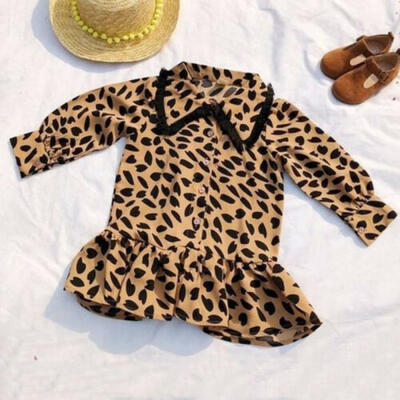 

Baby Girl Toddler Party Tutu Dress Kids Long Sleeve Leopard Casual Tutu Dress
