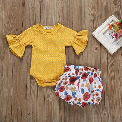 

2PCS Newborn Infant Baby Girl Outfits Clothes Set Romper BodysuitPants Leggings
