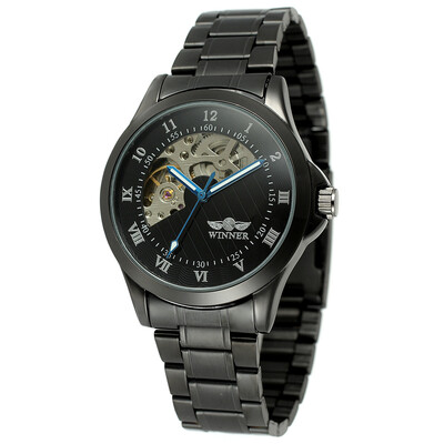 

WINNER Womens Watches Fashion Multi-function Automatic Mechanical Clock All Steel Sports Ladies Watch Black Clock