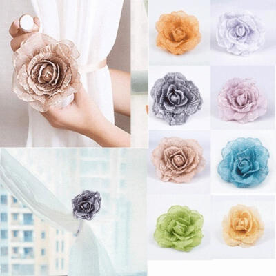 

Fashion Flower Window Curtain Tieback Magnetic Buckle Drape Holdback Home Decor Goodish