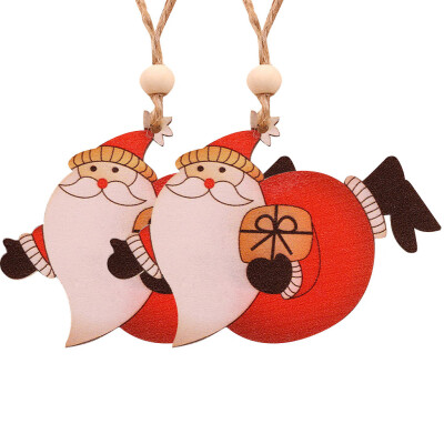 

Siaonvr 2PC Wooden Hanging Christmas Santa Snowman Angel Ornament Xmas Party Home Decor