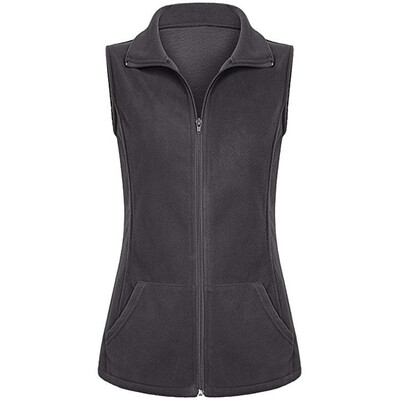 

Toponeto Women Casual Zip Up Front Lightweight Fleece Vest Sleeveless Pockets Jacket Coat