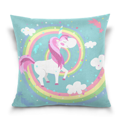 

ALAZA Throw Pillow Cover 16 X 16 inch Christmas Gift Cushion Cover with Unicorn And Rainbow Printed Pillowcase