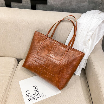 

Spring&summer big bag female 2019 new Korean version of the sleek minimalist stone pattern casual wild large capacity single shoulder bag