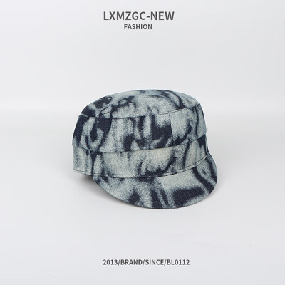 

Hat new denim tie-dye cap tide retro military hat inside the bee embroidery soft eaves hat manufacturer wholesale