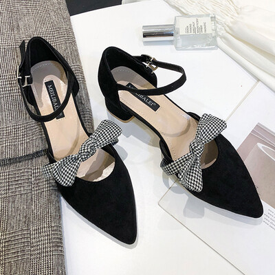 

Spring Korean version of chic high-heeled shoes with pointed bows&thick heels
