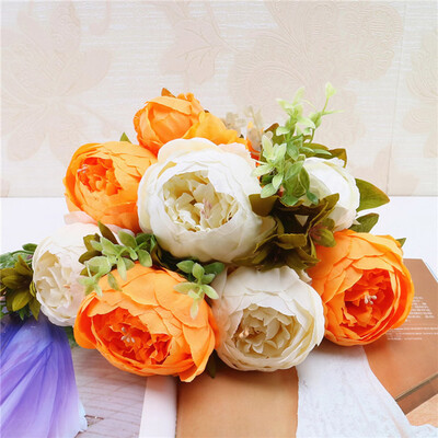 

〖Follure〗2 Bouquet Vintage Artificial Peony Silk Flowers Bouquet for Decoration