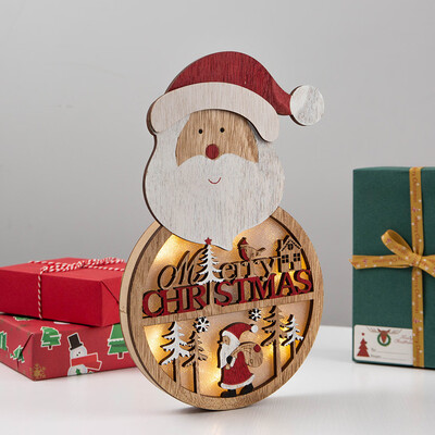 

〖Follure〗LED Light Snowman Christmas Hanging Wooden Ornament Xmas Tree For Holiday Season