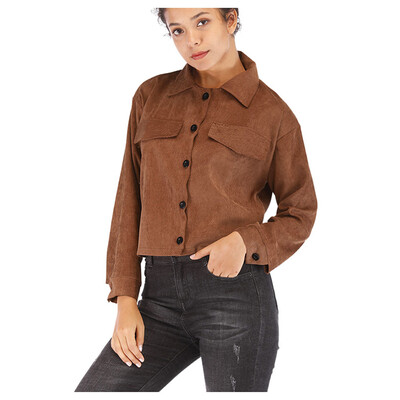 

Toponeto Fashion Women Long Sleeve Thin Zipper Corduroy Casual Coat Outwear